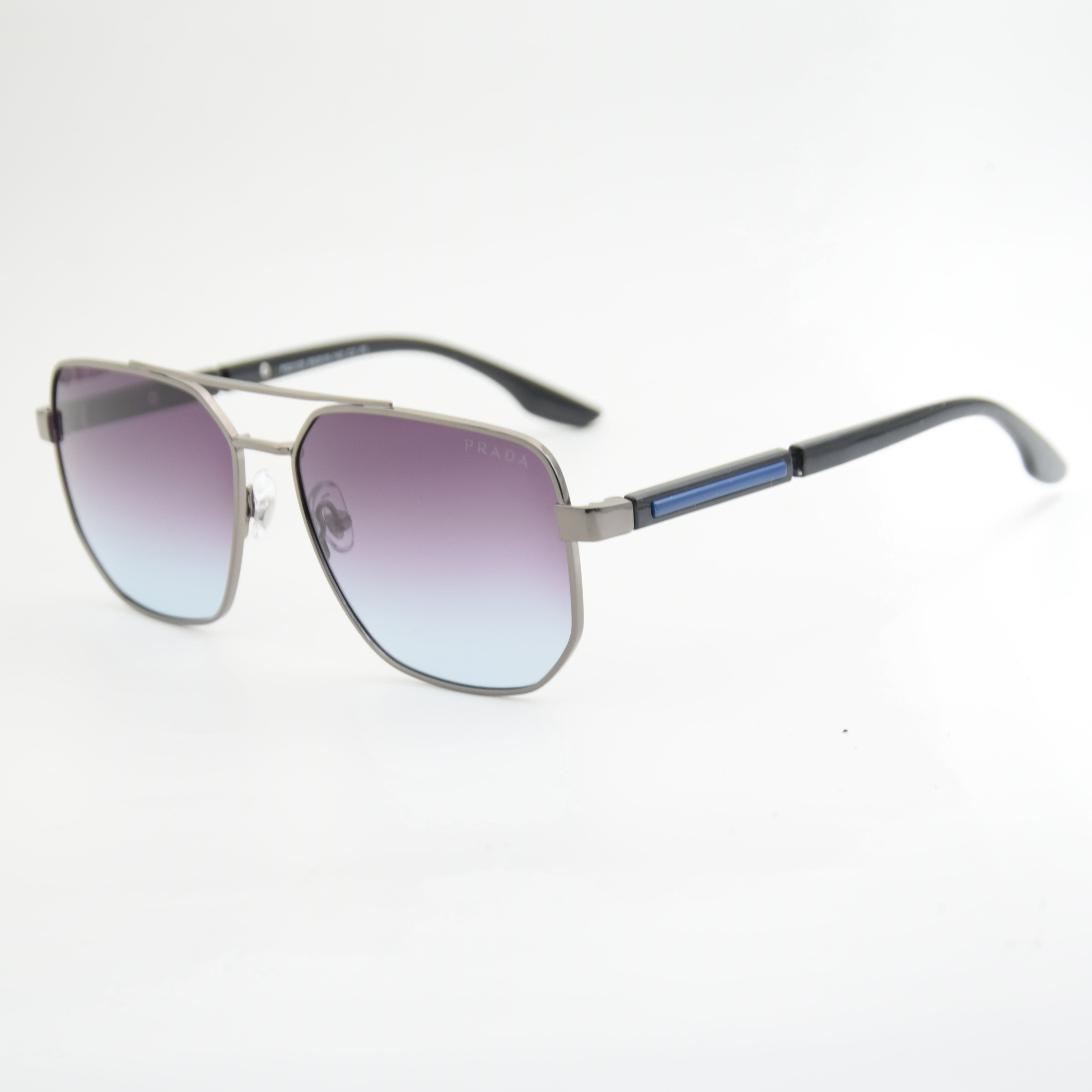 SOLAIRE : PRADA PS2125 SILVER/BLEU ( POLARISÉ )