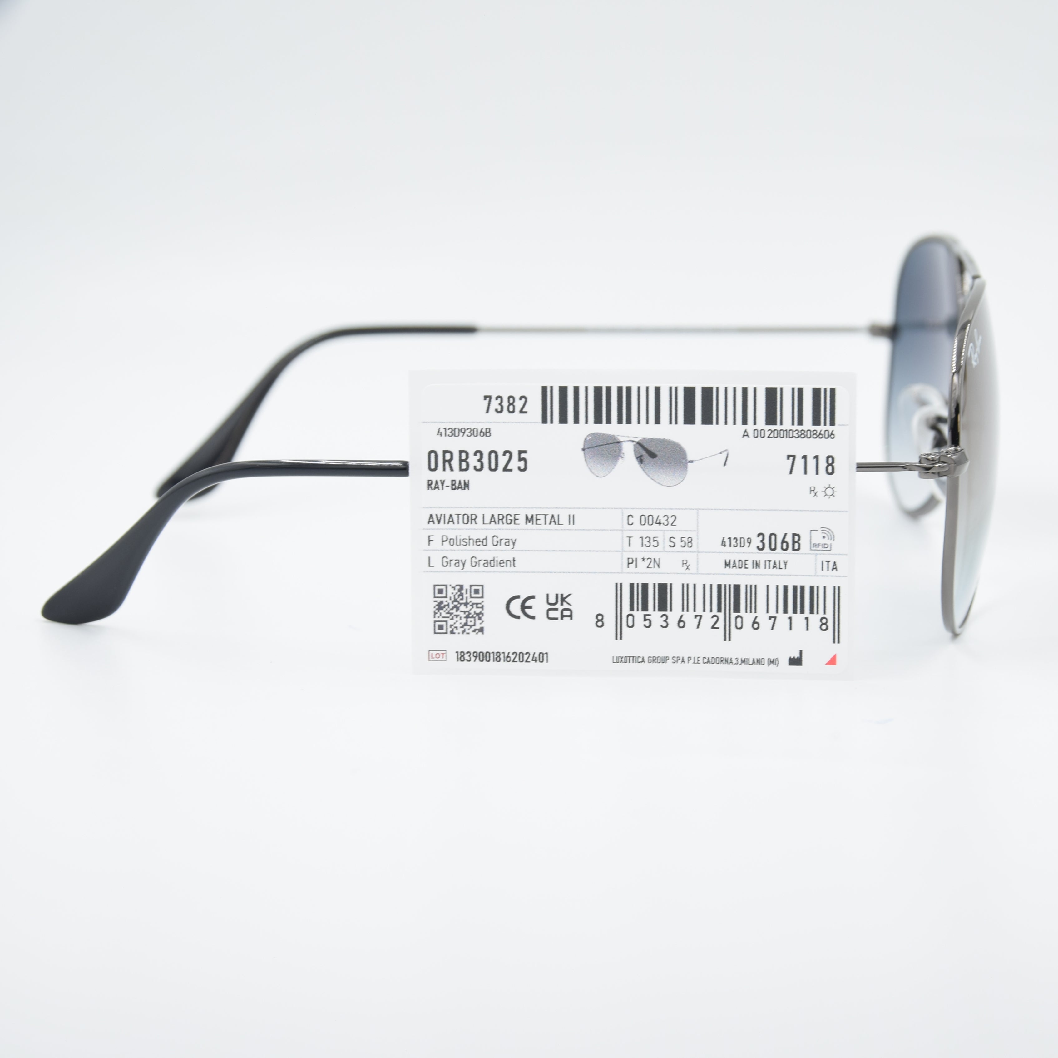 SOLAIRE :RAY-BAN RB3025 AVIATOR LARGE METAL C00432