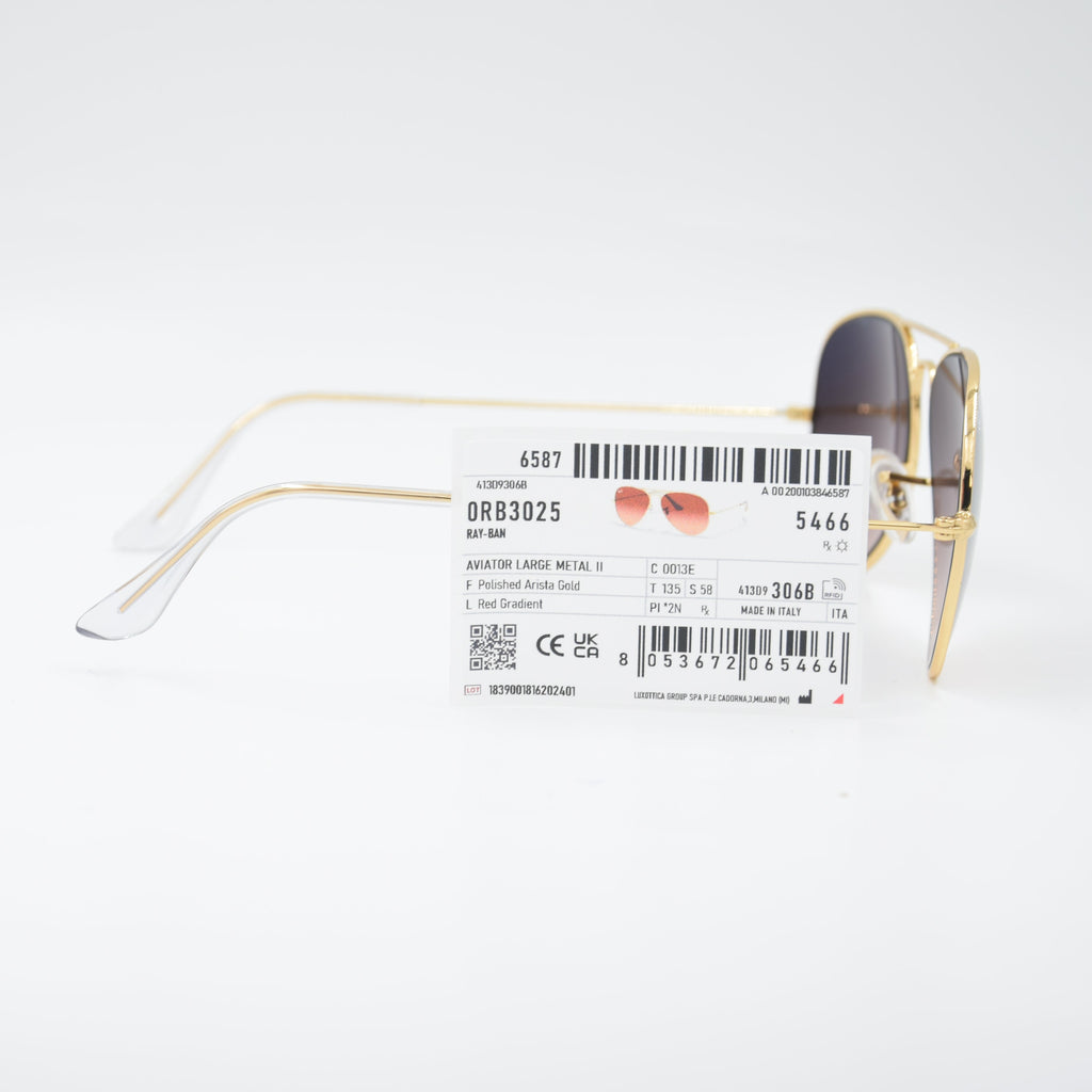 SOLAIRE :RAY-BAN RB3025 AVIATOR LARGE METAL C0013E